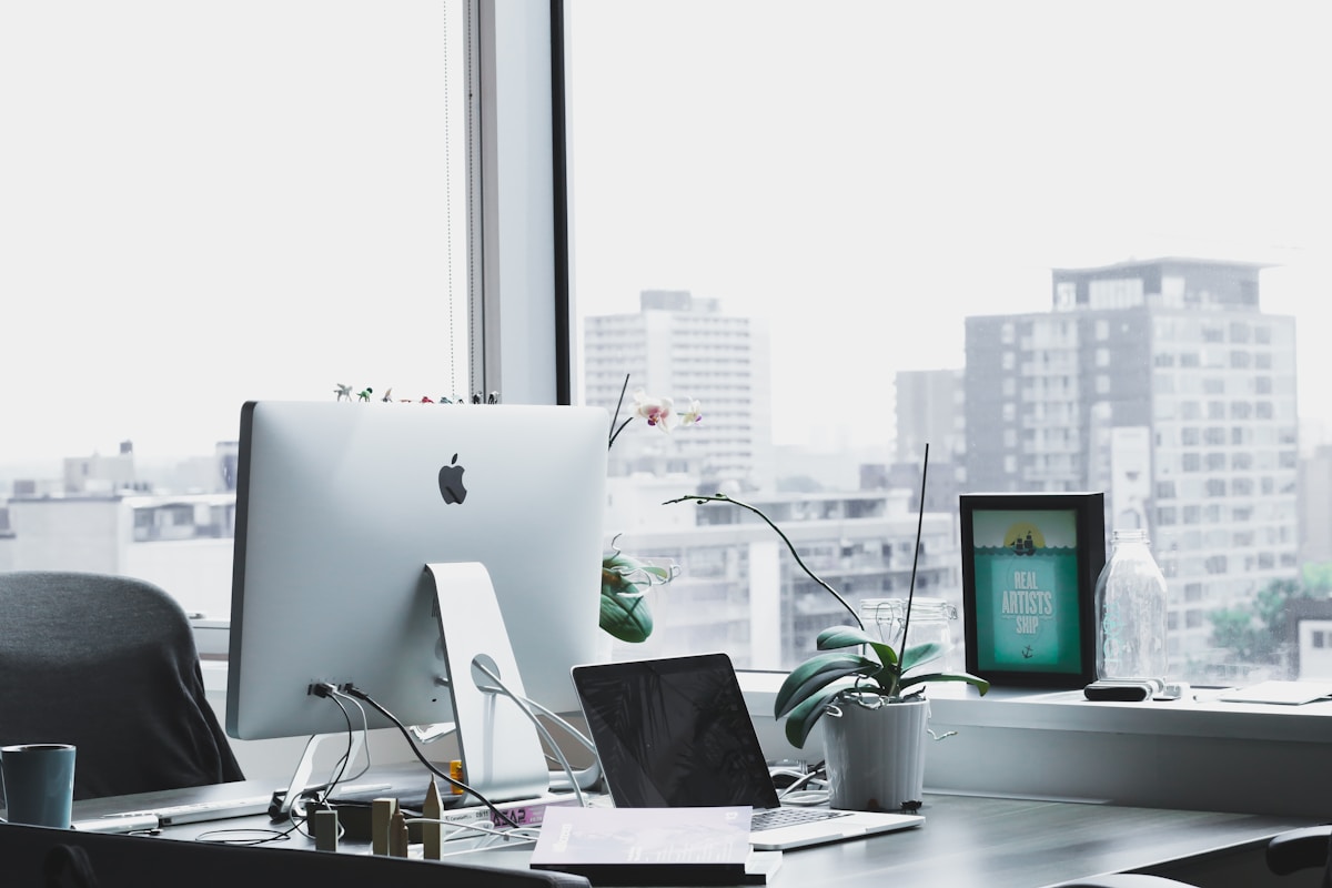 Evening view of marketing agency workspace